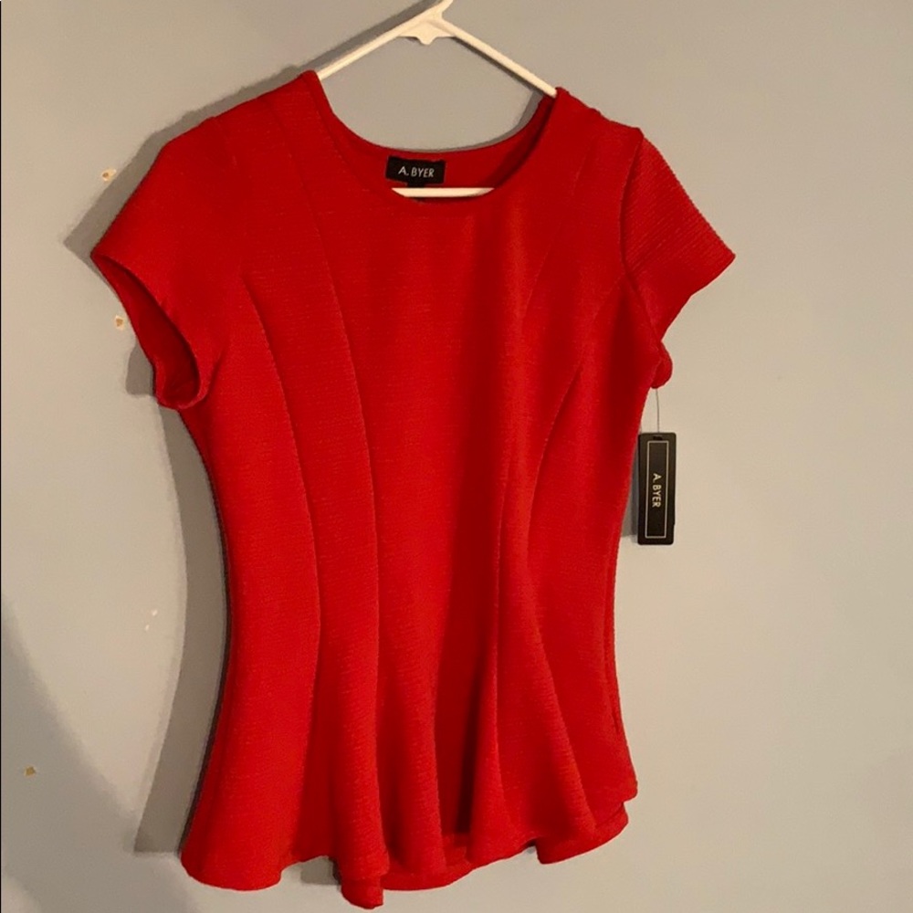 A. Byer Red Peplum Top